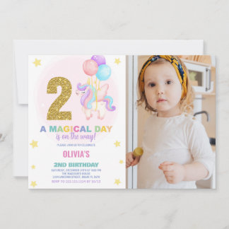 2. Geburtstag Einhorn Geburtstag Einladung Foto