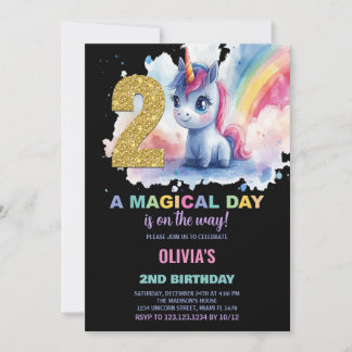 2. Geburtstag Einhorn Geburtstag Einladungen