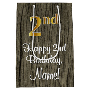 2. Geburtstag: Elegante Imitate Gold Look #, Imita Mittlere Geschenktüte
