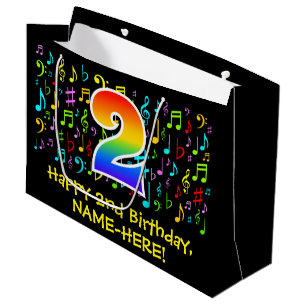 2. Geburtstag - Farbige Musiksymbole, Regenbogen 2 Große Geschenktüte