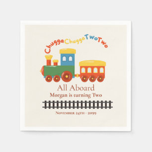 2. Geburtstag farbiger Zug Chugga Choo Two Serviette