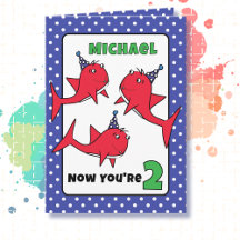 2. Geburtstag Fisch Cartoon Niedlich Red Blue Shar