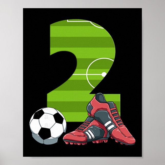 2 Geburtstag Fußball Erster Geburtstag Fußll Kinde Poster (Vorne)