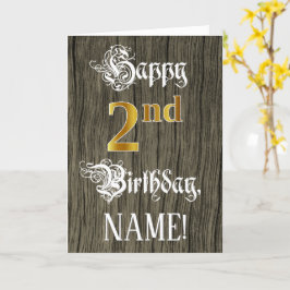 2. Geburtstag: Imitate Gold Look + Imitate Holzmus Karte