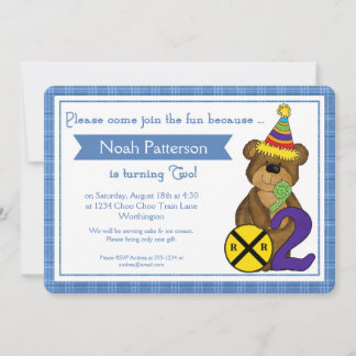 2. Geburtstag Junge Einladungen Teddy Bären Zug
