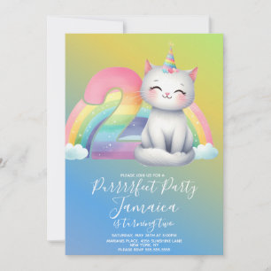 2. Geburtstag Kitten Regenbogen Party Einladung