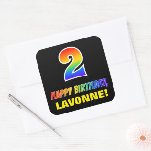 2. Geburtstag: kühl, Spaß, einfach, Regenbogen 2 Quadratischer Aufkleber