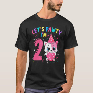 2. Geburtstag Mädchen Katze Kätzchen Lass uns feie T-Shirt
