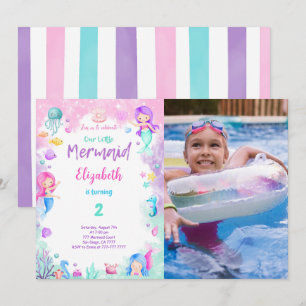 2. Geburtstag Mermaid Foto Einladung