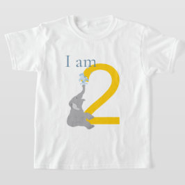2. Geburtstag Moderner Minimaler Grauer Elefant T  T-Shirt