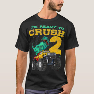 2. Geburtstag Monster Truck Dino 2 Jahre alter Tag T-Shirt