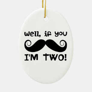2. Geburtstag Mustache Keramikornament