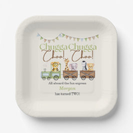2. Geburtstag Niedliche Chugga Wasserfarben Tierba Pappteller