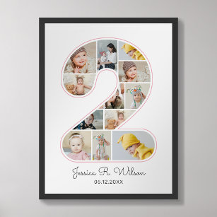 2. Geburtstag Nummer 2 Foto Collage Baby Kinderzim Poster