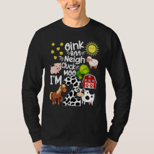 2. Geburtstag Oink Baa Neigh Cluck Moo I m 2 Farm T-Shirt