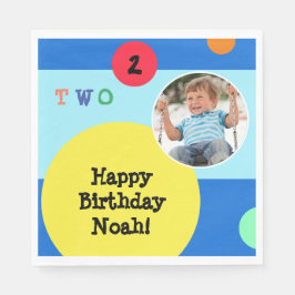 2. Geburtstag Party farbenfrohe, helle, moderne Ze Serviette