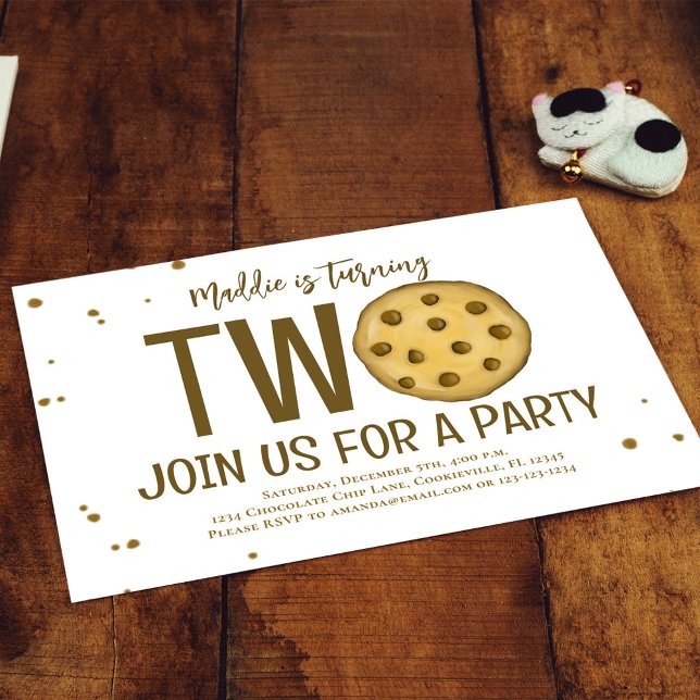 2. Geburtstag Party Niedliches Cookie Einladung (Chocolate chip cookies second birthday invitations)