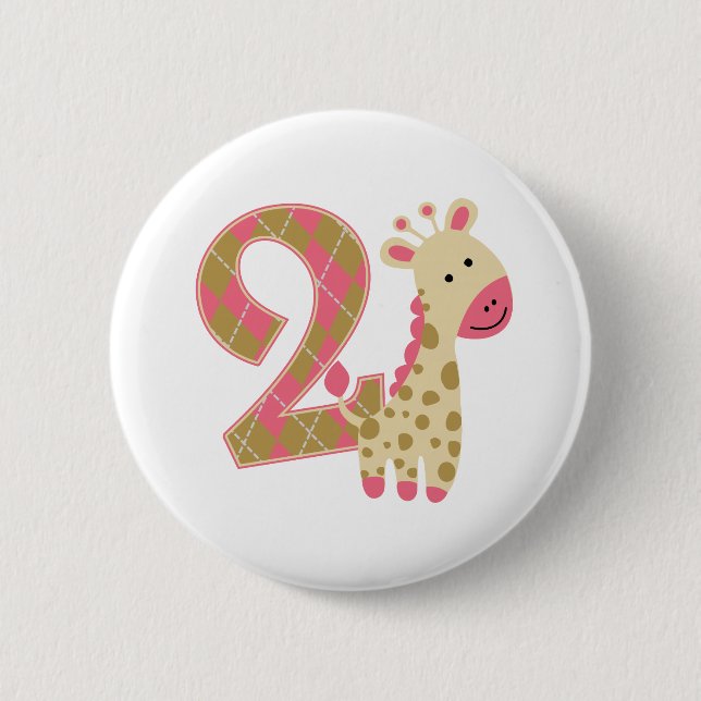 2. Geburtstag Pink Giraffe Button (Vorderseite)
