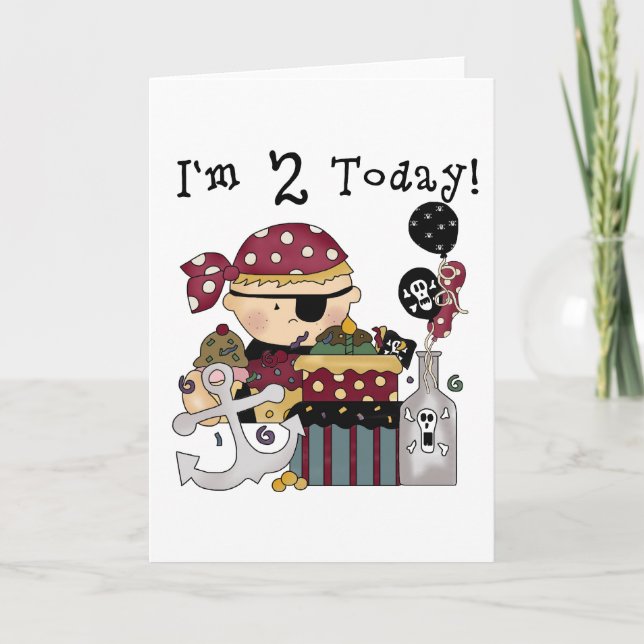 2. Geburtstag Pirate Tshirts und Geschenke Karte (Vorderseite)