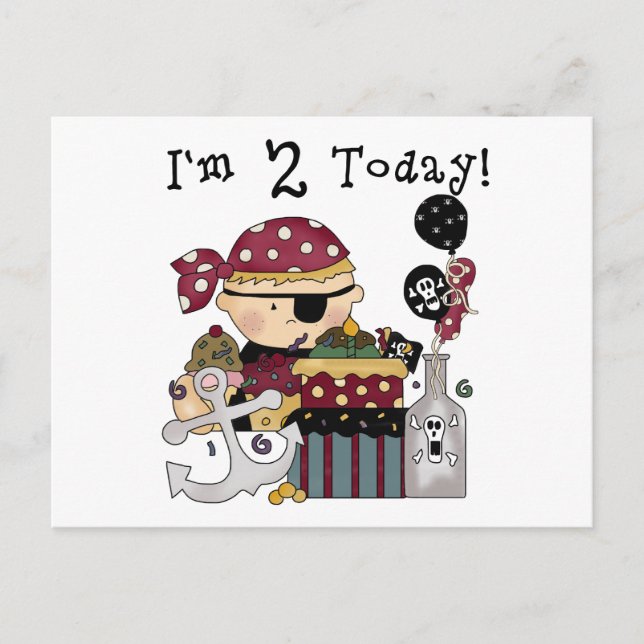 2. Geburtstag Pirate Tshirts und Geschenke Postkarte (Vorderseite)