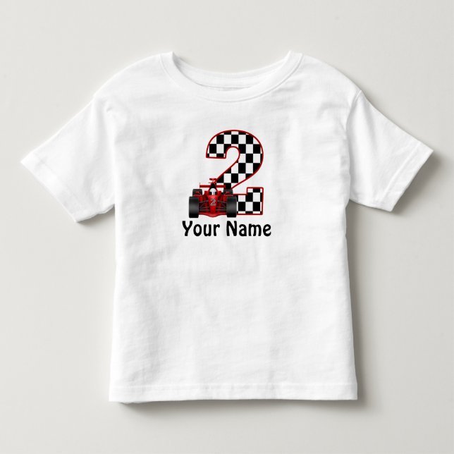 2. Geburtstag Race Car Personalisiertes Shirt (Vorderseite)