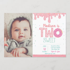 2. Geburtstag Rosa Donut Einladung mit Bild