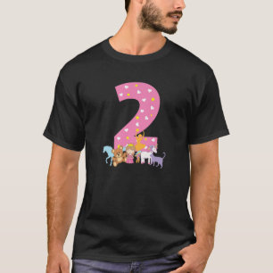 2. Geburtstag Unicorn Teddy Bear Hearts Pony T-Shirt