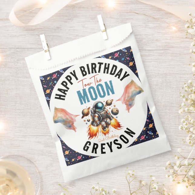 2. Geburtstag Weltraum starten Geschenktütchen (Ausgeschnitten)
