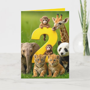 2. Geburtstag Wildtiere Babys Karte