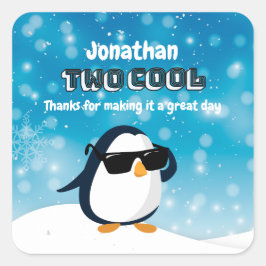 2. Geburtstag Zwei Coole Pinguin Junge Quadratischer Aufkleber