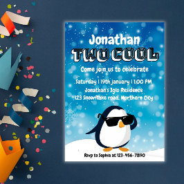 2. Geburtstag Zwei Cooler Pinguin Junge Einladung