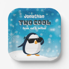 2. Geburtstag Zwei Cooler Pinguin Junge Pappteller
