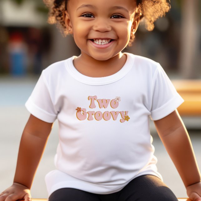 2. Geburtstag Zwei Groovy Retro Floral Kleinkind T-shirt (Von Creator hochgeladen)