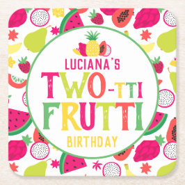 2. Geburtstag Zwei-tti Frutti Fruit Geburtstagspar Rechteckiger Pappuntersetzer