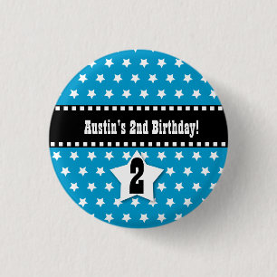 2. Geburtstags-Junge spielt gestricheltes Band V02 Button