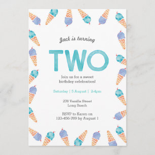 2. Geburtstags-Party   Einladung von Eiscreme