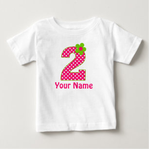 2. Geburtstags-T - Shirt Grün und Rosa Punkte