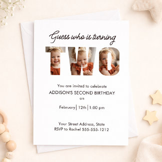 2. Geburtstagsfoto Editierbar Kinder Zwei Party Ne Einladung