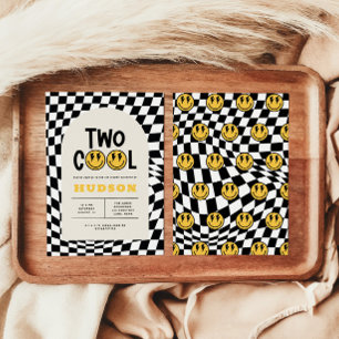 2. Geburtstagslächeln Gesicht Retro Schwarz-weiß G Einladung