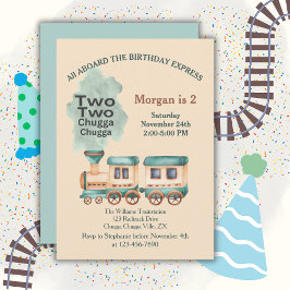 2. Geburtstagszug Party Alle Zimmer Wasserfarbe Einladung