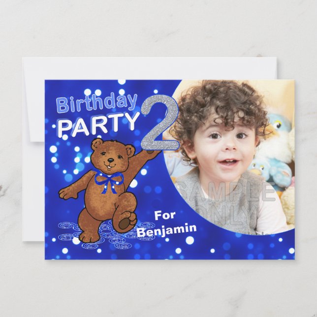 2. Geburtstagteddy-Bärn-Party, kundenspezifisches Einladung (Vorderseite)