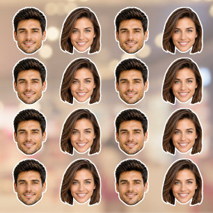 2 Gesichts-Fotos als individuell zugeschnittenes V Aufkleber