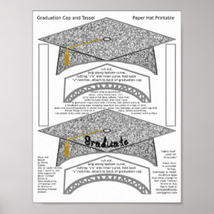 2 Graduierungspapier Silver Paper Hats Graduate Pr Poster