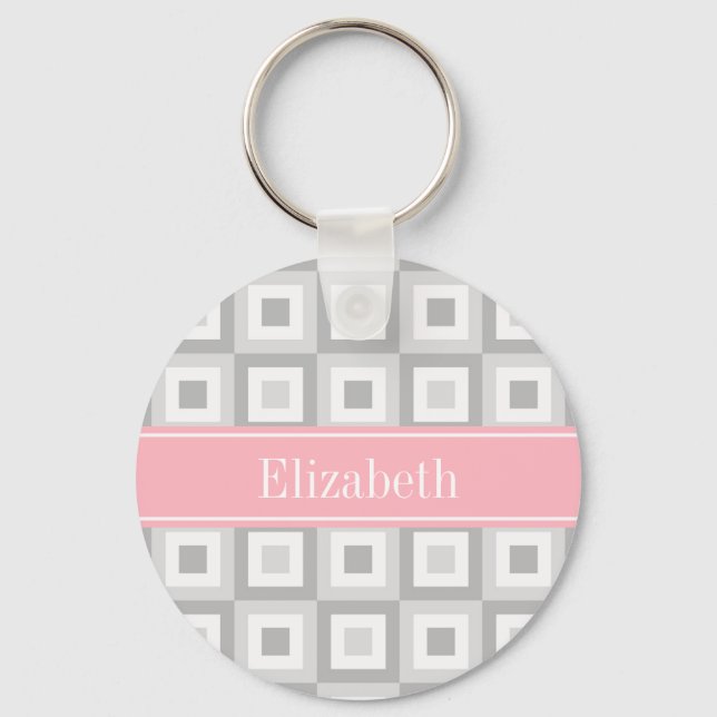 2 Grau Welches Konzentrat rosa Name Monogramm Schlüsselanhänger (Vorderseite)