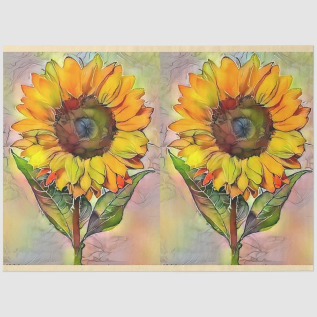 2 Große Sonnenblumen Moderne Sammlung Seidenpapier (Vorderseite)