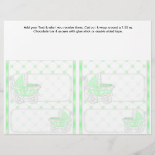 2 grüne Baby Shower Favor Custom Candy Bar Hülle Flyer