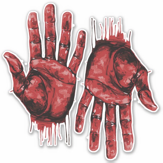 2 Halloween Bloody Severed Hands Aufkleber (Vorderseite)