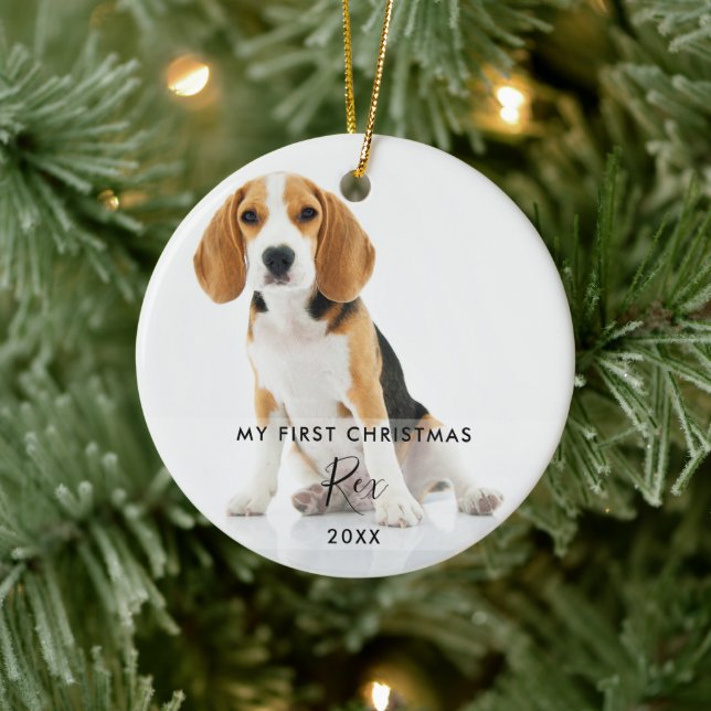 2 Haustier Katze Foto Meine ersten Weihnachten Keramik Ornament (Baum)