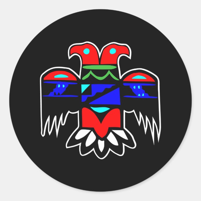 2 Head Thunderbird Black Runder Aufkleber (Vorderseite)