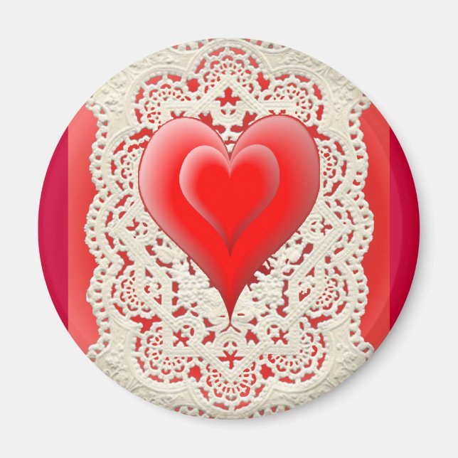 2 HEARS & LACE von SHARON SHARPE Magnet (Vorne)